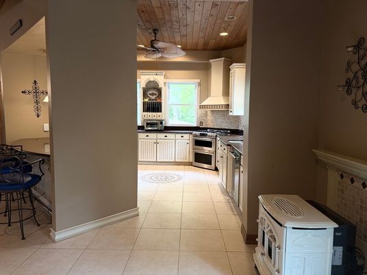 Interior, Kitchen, Recessed Lighting, Stainless Steel Appliances, Wooden Ceilings
