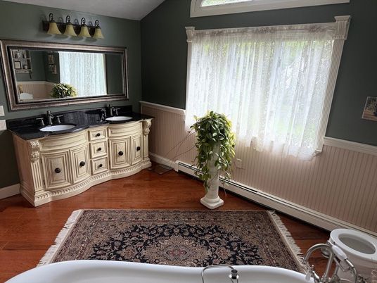 Bathroom, Dual Sink Vanities, Interior, Wood Texture Flooring