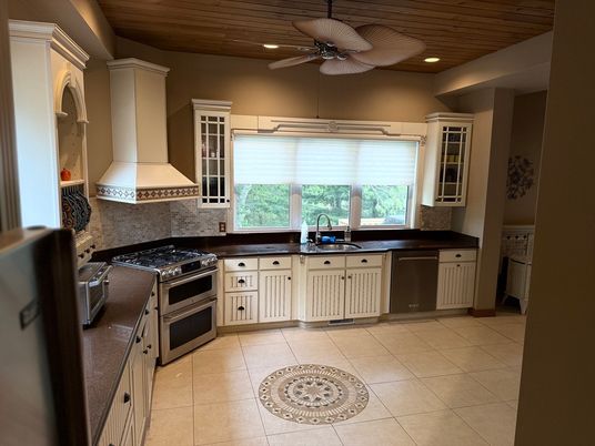 Interior, Kitchen, Recessed Lighting, Stainless Steel Appliances, Wooden Ceilings