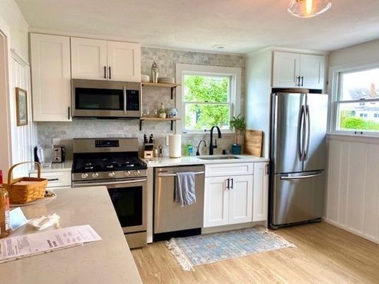 Interior, Kitchen, Stainless Steel Appliances, Wood Texture Flooring