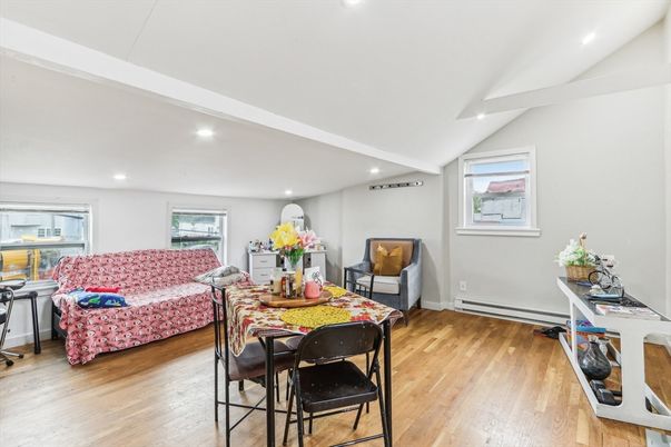 Dining room, Interior, Recessed Lighting, Wood Texture Flooring