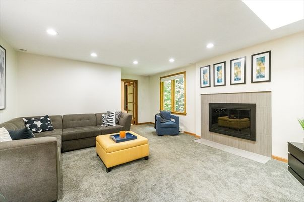 Fireplace, Interior, Living room, Recessed Lighting
