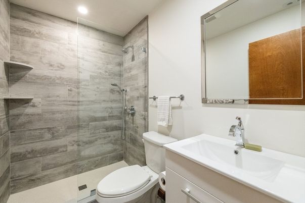 Bathroom, Glass Shower, Interior, Recessed Lighting