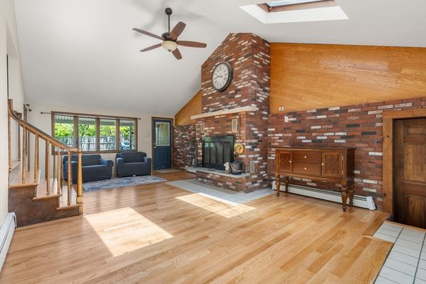 Fireplace, Interior, Stone Walls, Wood Texture Flooring, Wooden Walls