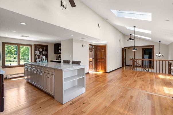 Interior, Kitchen, Pendant Lights, Recessed Lighting, Wood Texture Flooring