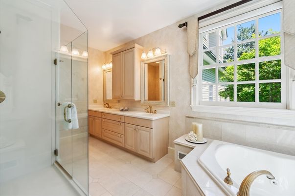 Bathroom, Dual Sink Vanities, Glass Shower, Interior