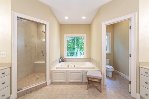 Bathroom, Glass Shower, Interior, Recessed Lighting