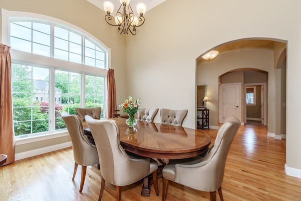 Chandelier, Dining room, Interior, Wood Texture Flooring