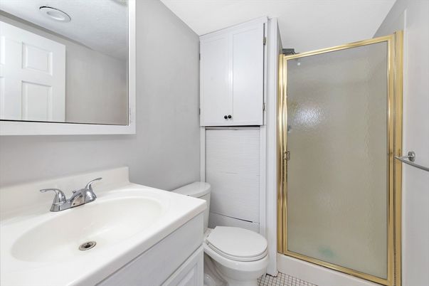 Bathroom, Glass Shower, Interior, Recessed Lighting