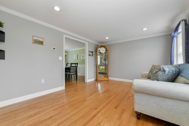 Dining room, Interior, Recessed Lighting, Wood Texture Flooring
