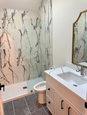 Bathroom, Glass Shower, Interior, Marble Walls