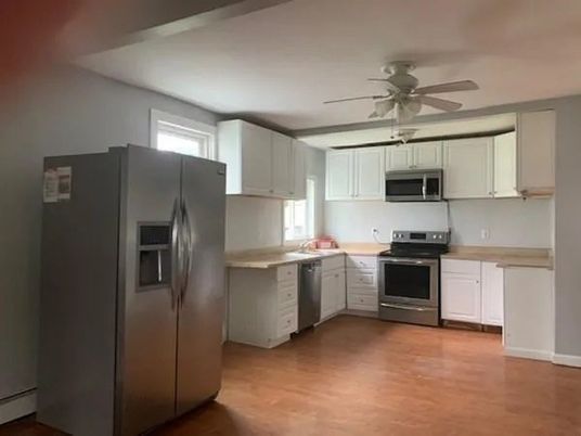 Interior, Kitchen, Stainless Steel Appliances, Wood Texture Flooring