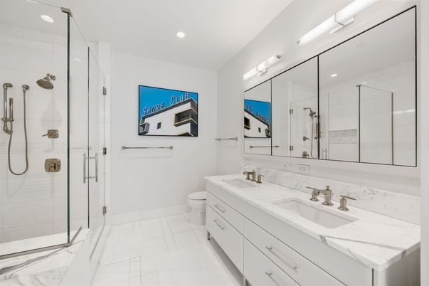 Bathroom, Dual Sink Vanities, Glass Shower, Interior, Recessed Lighting