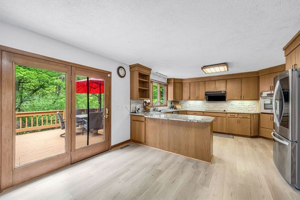 Interior, Kitchen, Stainless Steel Appliances, Wood Texture Flooring