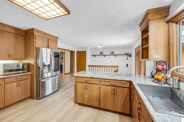 Interior, Kitchen, Stainless Steel Appliances, Wood Texture Flooring