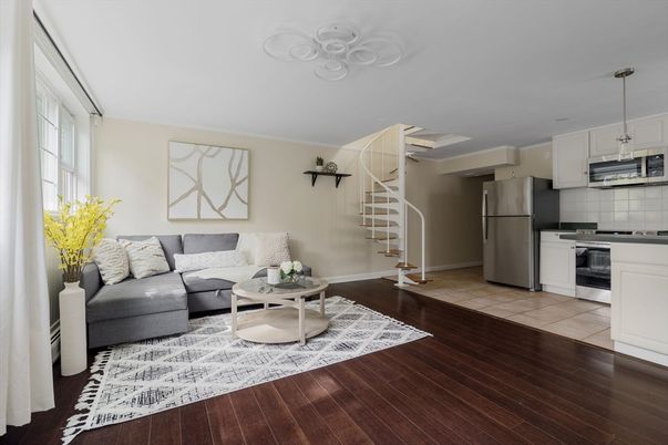 Interior, Kitchen, Living room, Pendant Lights, Stainless Steel Appliances, Wood Texture Flooring
