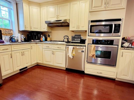 Interior, Kitchen, Stainless Steel Appliances, Wood Texture Flooring