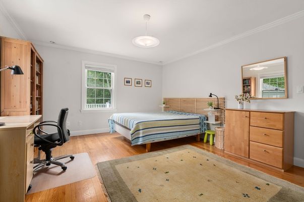 Bedroom, Home Office, Interior, Pendant Lights, Wood Texture Flooring