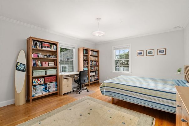 Bedroom, Home Office, Interior, Pendant Lights, Wood Texture Flooring