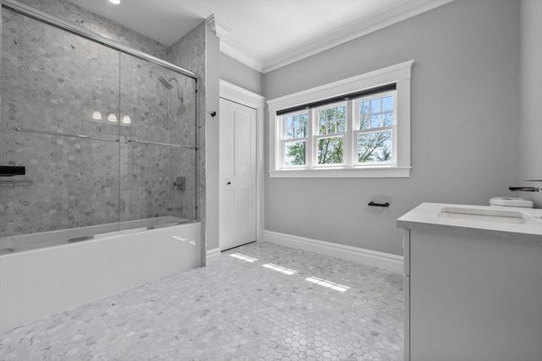 Bathroom, Glass Shower, Interior, Recessed Lighting