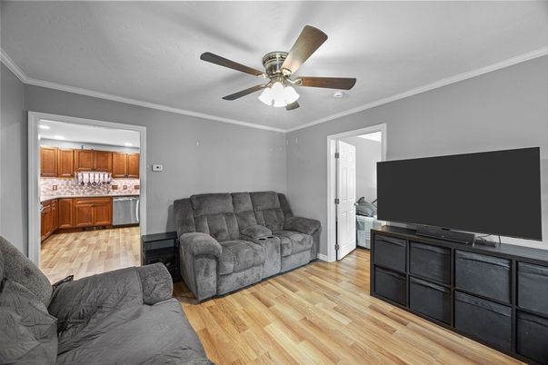 Interior, Kitchen, Living room, Stainless Steel Appliances, Wood Texture Flooring