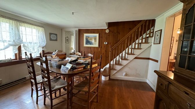 Dining room, Interior, Wood Texture Flooring, Wooden Walls