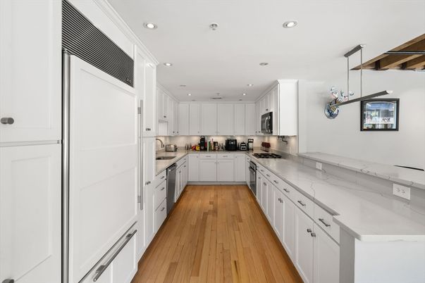 Interior, Kitchen, Recessed Lighting, Wood Texture Flooring