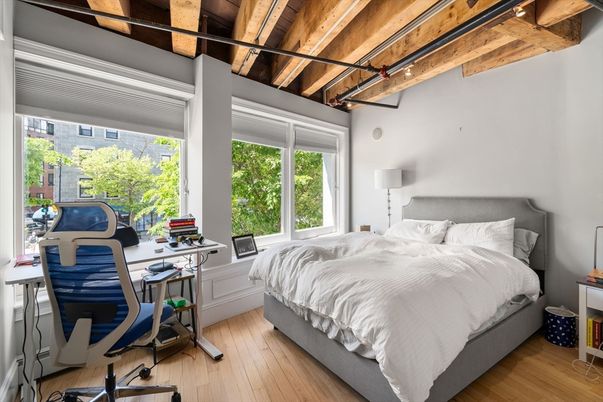 Bedroom, Home Office, Interior, Wooden Beams, Wooden Ceilings, Wood Texture Flooring