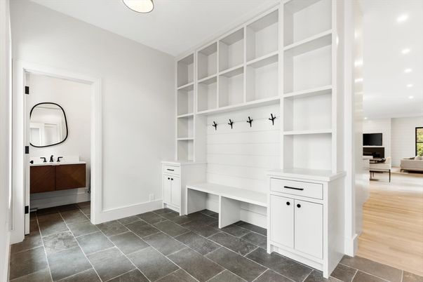 Bathroom, Interior, Recessed Lighting, Wood Texture Flooring