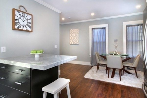 Dining room, Interior, Recessed Lighting, Wood Texture Flooring