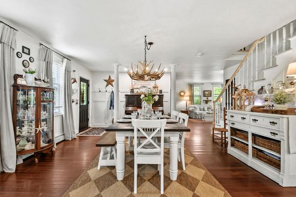 Chandelier, Dining room, Interior, Wood Texture Flooring
