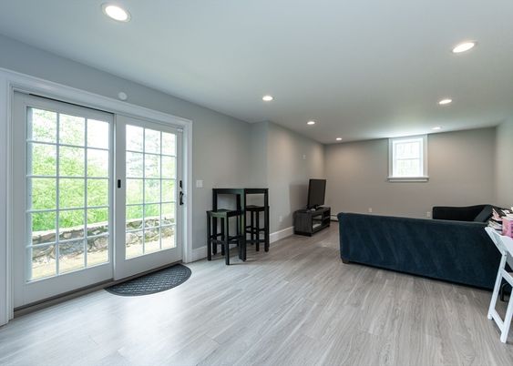 Interior, Living room, Recessed Lighting, Wood Texture Flooring