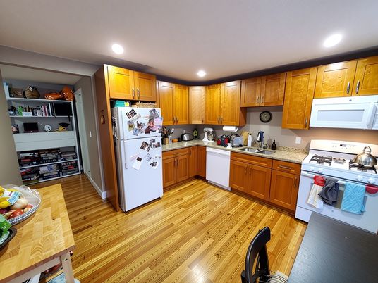 Interior, Kitchen, Recessed Lighting, Wood Texture Flooring
