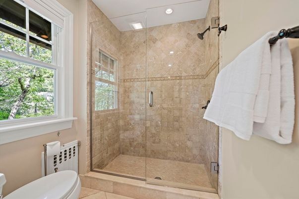 Bathroom, Glass Shower, Interior, Recessed Lighting