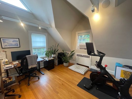 Fitness Equipment, Home Office, Interior, Wood Texture Flooring