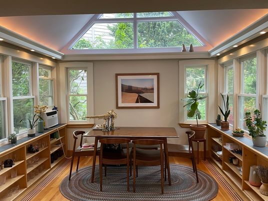 Dining room, Interior, Recessed Lighting, Wood Texture Flooring