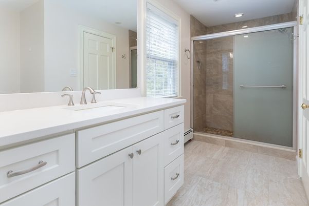 Bathroom, Glass Shower, Interior, Recessed Lighting
