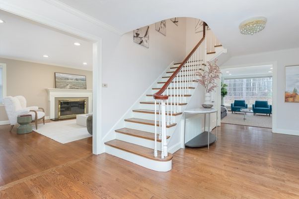 Fireplace, Interior, Recessed Lighting, Wood Texture Flooring