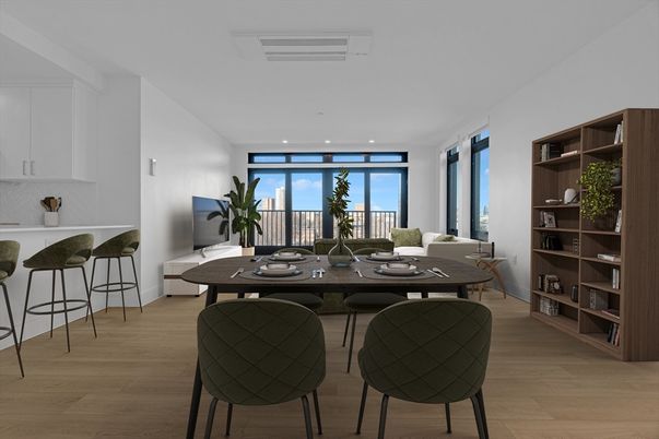 Dining room, Interior, Recessed Lighting, Water, Wood Texture Flooring
