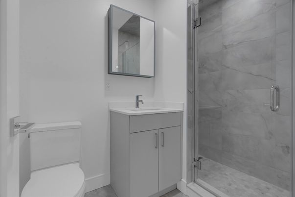 Bathroom, Glass Shower, Interior, Marble Walls