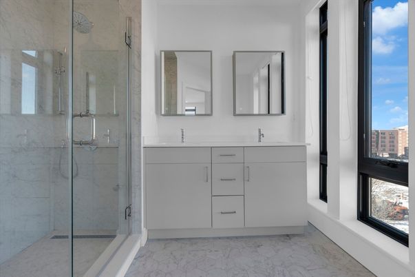 Bathroom, Glass Shower, Interior, Marble, Marble Walls