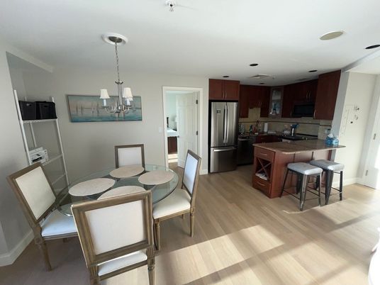 Chandelier, Dining room, Interior, Kitchen, Pendant Lights, Wood Texture Flooring