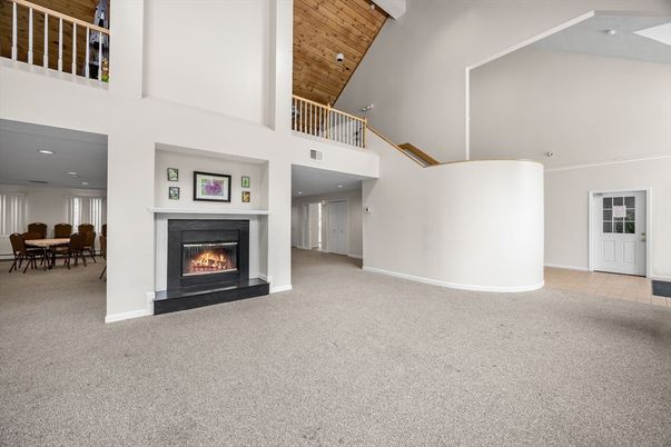 Dining room, Fireplace, Interior, Recessed Lighting, Wooden Ceilings