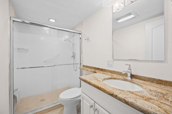 Bathroom, Glass Shower, Interior, Recessed Lighting