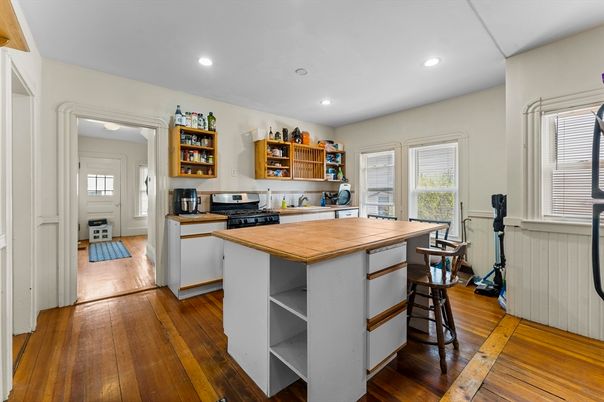 Interior, Kitchen, Recessed Lighting, Wood Texture Flooring