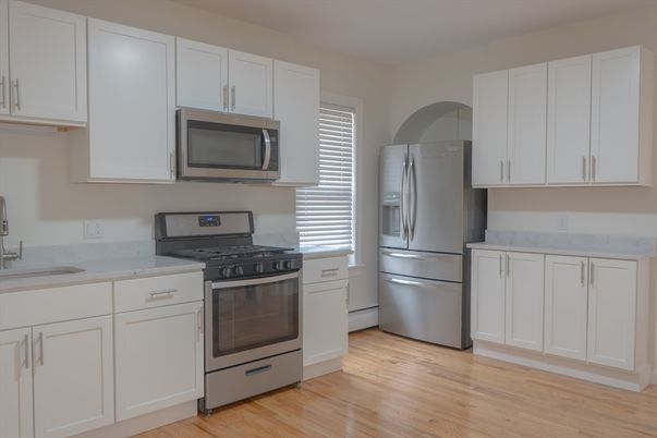 Interior, Kitchen, Stainless Steel Appliances, Wood Texture Flooring
