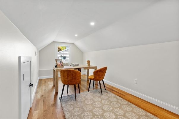 Home Office, Interior, Recessed Lighting, Wood Texture Flooring