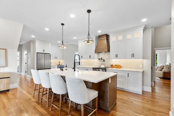 Interior, Kitchen, Pendant Lights, Recessed Lighting, Wood Texture Flooring