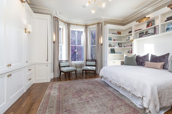 Bedroom, Interior, Pendant Lights, Wood Texture Flooring