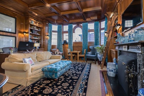 Fireplace, Home Office, Interior, Living room, Wooden Beams, Wooden Ceilings, Wooden Walls